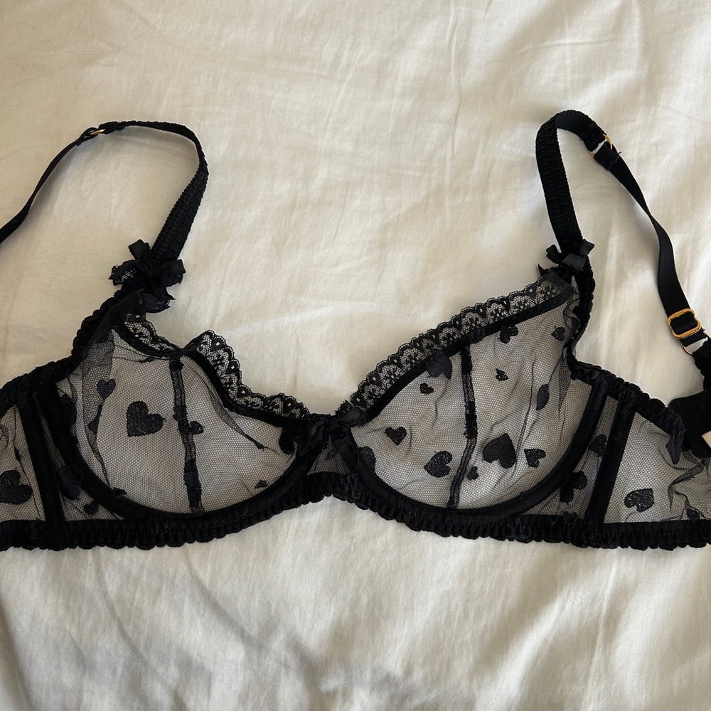 Agent Provocateur Black Heart Mesh Bra 36C